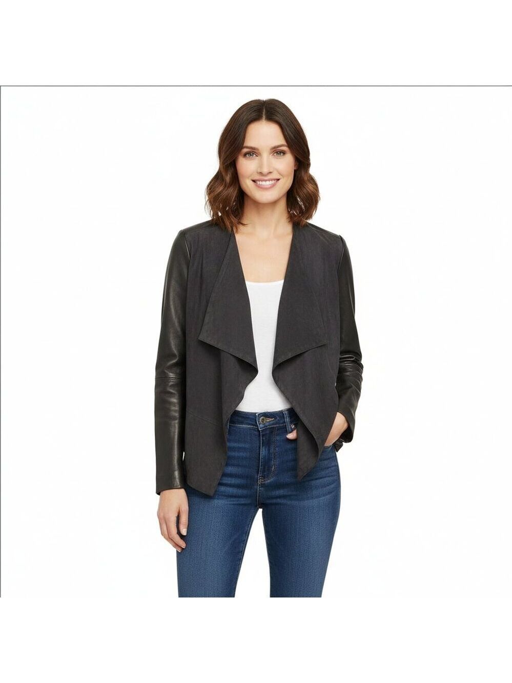 *Vince Women’s Black Suede Leather Jacket Size Small